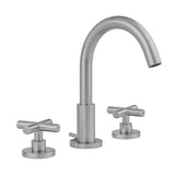 Jaclo - Uptown Contempo Faucet with Round Escutcheons & Contempo Hub Base Cross Handles - Satin Cooper