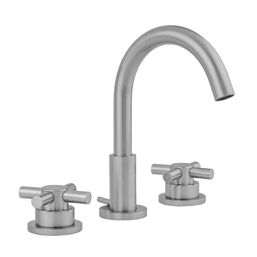 Jaclo - Uptown Contempo Faucet with Round Escutcheons & Low Contempo Cross Handles- 0.5 GPM - Satin Cooper