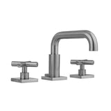 Jaclo - Downtown  Contempo Faucet with Square Escutcheons & Contempo Hub Base Cross Handles -1.2 GPM - Satin Cooper