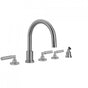 Jaclo - Contempo Roman Tub Set with Hub Base Lever Handles and Angled Handshower - Vintage Bronze