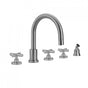 Jaclo - Contempo Roman Tub Set with Hub Base Cross Handles and Angled Handshower Holder - Vintage Bronze