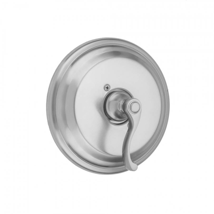 Jaclo - Round Step Plate With Ribbon Lever Trim For Pressure Balance Cycling Valve (J-CSV) - Unlacquered Brass