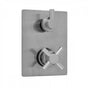 Jaclo - Rectangle Plate with Contempo Cross Thermostatic Valve with Contempo Short Peg Built-in 2-Way Or 3-Way Diverter/Volume Controls (J-TH34-686 / J-TH34-687 / J-TH34-688 / J-TH34-689) - White
