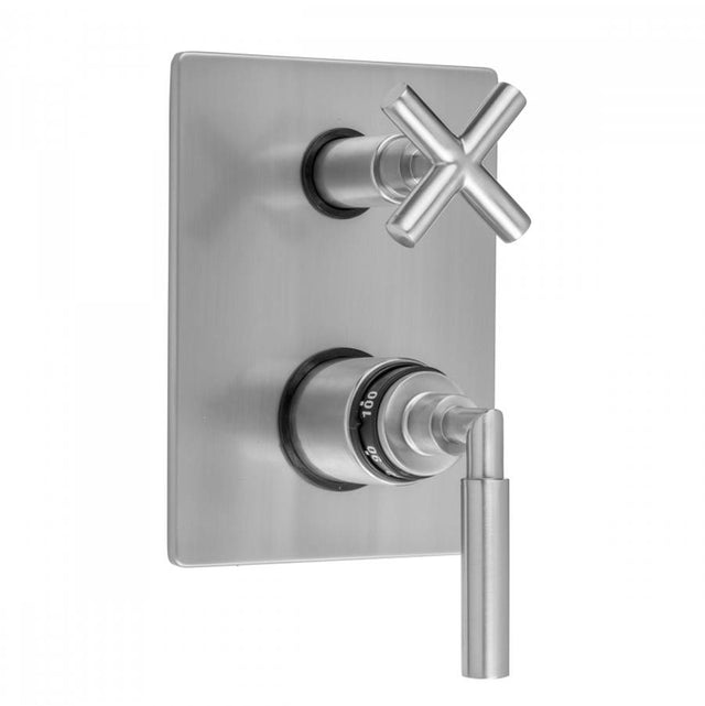 Jaclo - Rectangle Plate with Hub Base Lever Thermostatic Valve with Hub Base Cross Built-in 2-Way Or 3-Way Diverter/Volume Controls (J-TH34-686 / J-TH34-687 / J-TH34-688 / J-TH34-689) - White