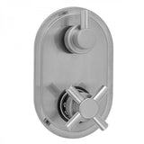 Jaclo - Oval Plate with Contempo Cross Thermostatic Valve with Short Peg Lever Built-in 2-Way Or 3-Way Diverter/Volume Controls (J-TH34-686 / J-TH34-687 / J-TH34-688 / J-TH34-689) - Satin Cooper