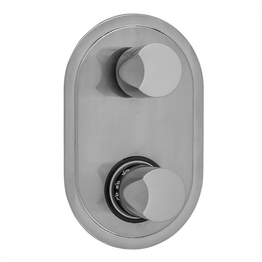 Jaclo - Oval Plate with Thumb Thermostatic Valve with Thumb Built-in 2-Way Or 3-Way Diverter/Volume Controls (J-TH34-686 / J-TH34-687 / J-TH34-688 / J-TH34-689) - Satin Cooper