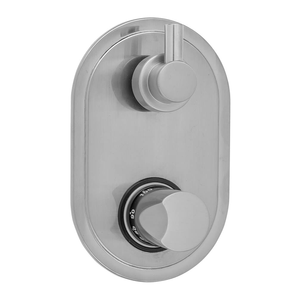 Jaclo - Oval Plate with Thumb Thermostatic Valve with Short Peg Built-in 2-Way Or 3-Way Diverter/Volume Controls (J-TH34-686 / J-TH34-687 / J-TH34-688 / J-TH34-689) - White