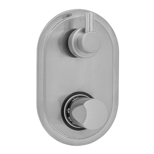 Jaclo - Oval Plate with Thumb Thermostatic Valve with Short Peg Built-in 2-Way Or 3-Way Diverter/Volume Controls (J-TH34-686 / J-TH34-687 / J-TH34-688 / J-TH34-689) - White