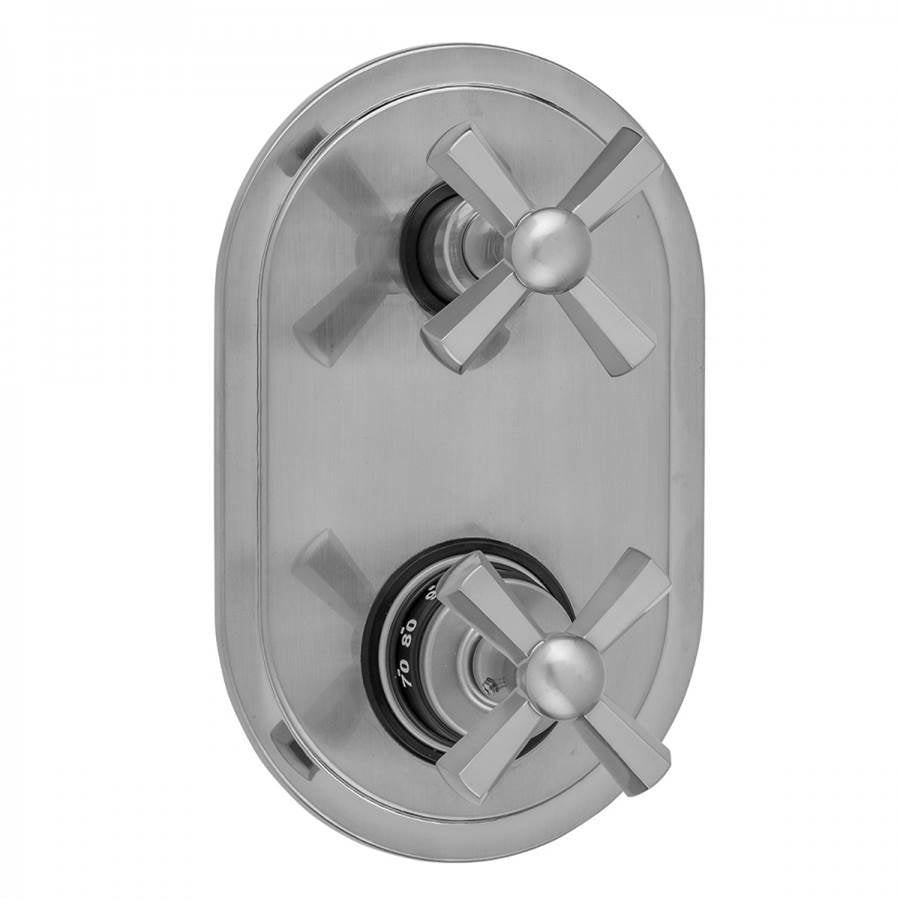 Jaclo - Oval Plate with Hex Cross Thermostatic Valve with Hex Cross Built-in 2-Way Or 3-Way Diverter/Volume Controls (J-TH34-686 / J-TH34-687 / J-TH34-688 / J-TH34-689) - Satin Cooper
