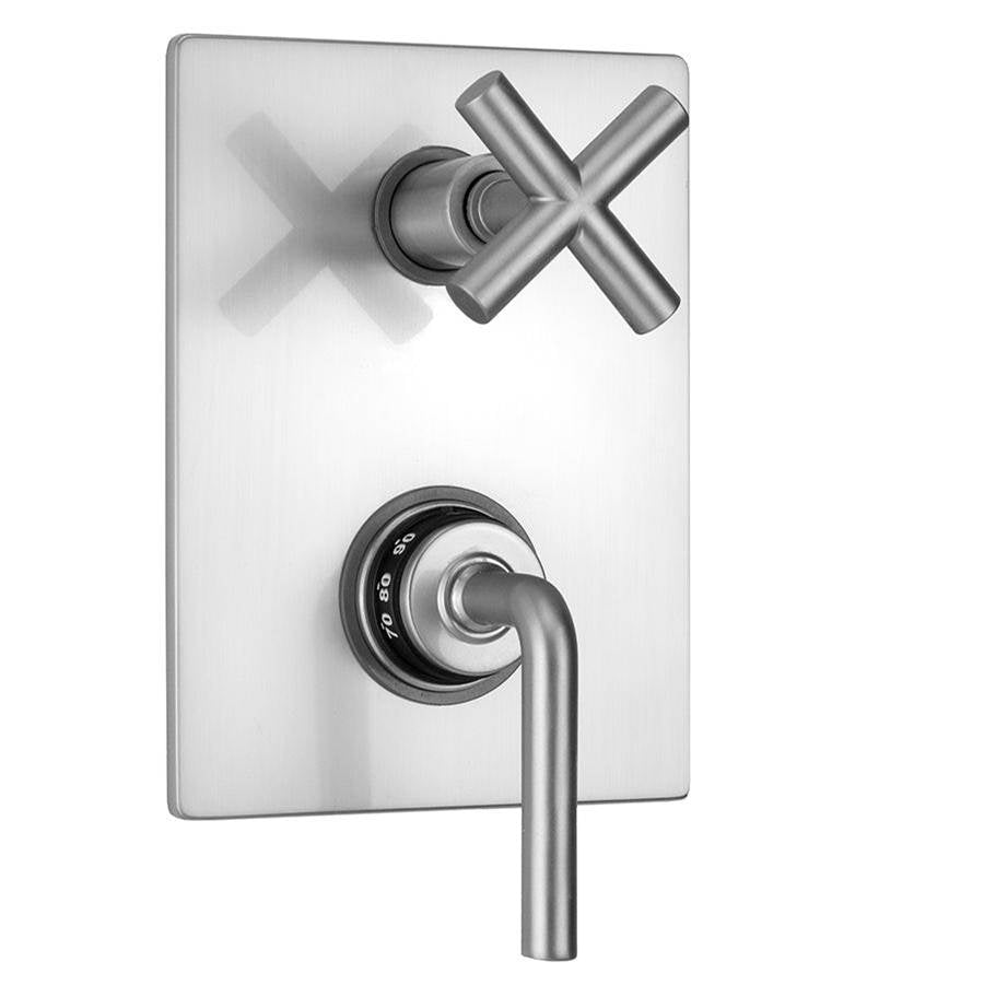 Jaclo - Rectangle Plate with Contempo Slim Lever Thermostatic Valve with Contempo Slim Cross Built-in 2-Way Or 3-Way Diverter/Volume Controls (J-TH34-686 / J-TH34-687 / J-TH34-688 / J-TH34-689) - White