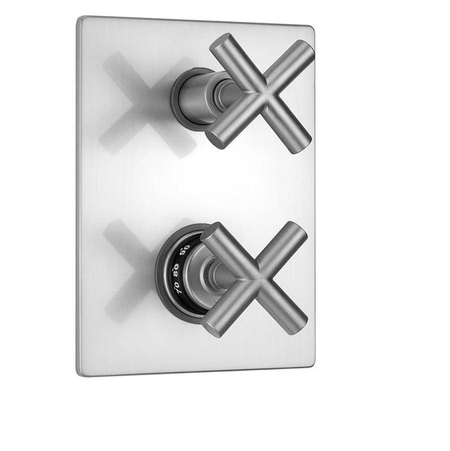 Jaclo - Rectangle Plate with Contempo Slim Cross Thermostatic Valve with Contempo Slim Cross Built-in 2-Way Or 3-Way Diverter/Volume Controls (J-TH34-686 / J-TH34-687 / J-TH34-688 / J-TH34-689) - White