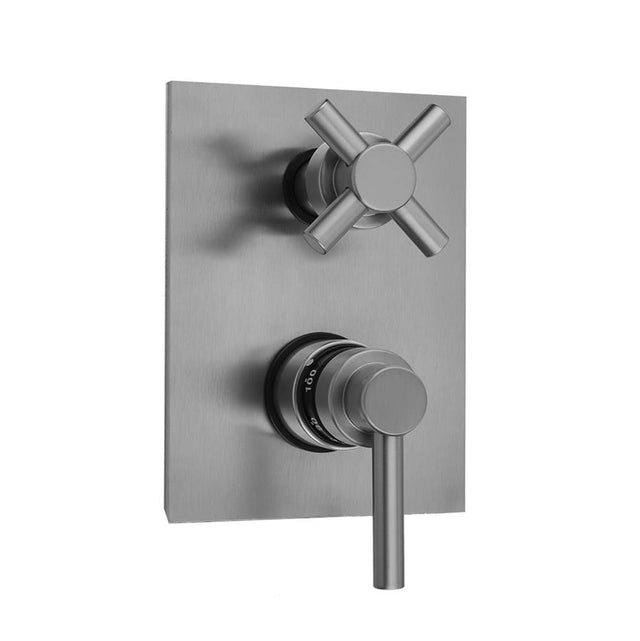Jaclo - Rectangle Plate with Contempo Low Lever Thermostatic Valve with Contempo Cross Built-in 2-Way Or 3-Way Diverter/Volume Controls (J-TH34-686 / J-TH34-687 / J-TH34-688 / J-TH34-689) - White