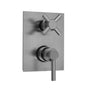 Jaclo - Rectangle Plate with Contempo Low Lever Thermostatic Valve with Contempo Cross Built-in 2-Way Or 3-Way Diverter/Volume Controls (J-TH34-686 / J-TH34-687 / J-TH34-688 / J-TH34-689) - White