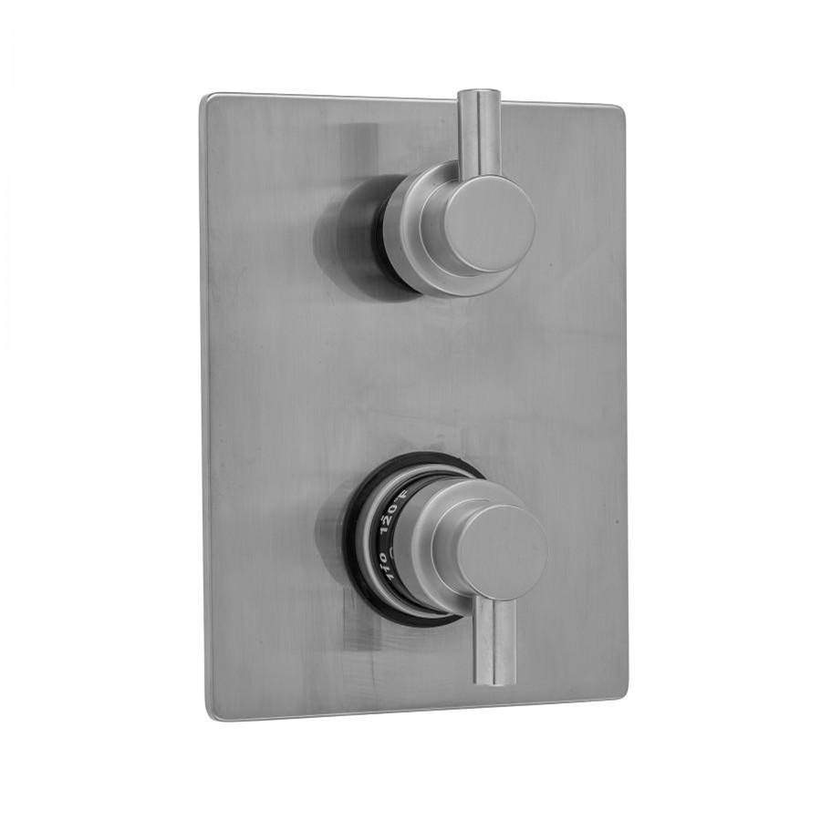 Jaclo - Rectangle Plate with Contempo Short Peg Thermostatic Valve with Contempo Short Peg Built-in 2-Way Or 3-Way Diverter/Volume Controls (J-TH34-686 / J-TH34-687 / J-TH34-688 / J-TH34-689) - Satin Brass