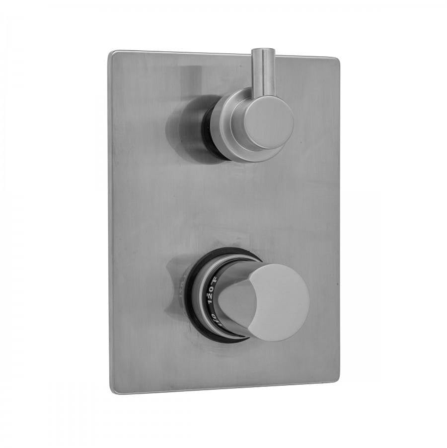 Jaclo - Rectangle Plate with Thumb Thermostatic Valve with Contempo Short Peg Lever Built-in 2-Way Or 3-Way Diverter/Volume Controls (J-TH34-686 / J-TH34-687 / J-TH34-688 / J-TH34-689) - Pewter