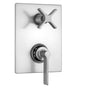 Jaclo - Rectangle Plate with Lila Lever Thermostatic Valve with Lila Cross Built-in 2-Way Or 3-Way Diverter/Volume Controls (J-TH34-686 / J-TH34-687 / J-TH34-688 / J-TH34-689) - White