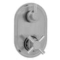 Jaclo - Oval Plate with Contempo Cross Thermostatic Valve with Short Peg Lever Built-in 2-Way Or 3-Way Diverter/Volume Controls (J-TH34-686 / J-TH34-687 / J-TH34-688 / J-TH34-689) - White