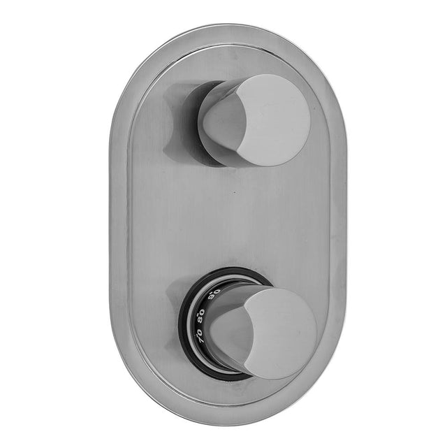 Jaclo - Oval Plate with Thumb Thermostatic Valve with Thumb Built-in 2-Way Or 3-Way Diverter/Volume Controls (J-TH34-686 / J-TH34-687 / J-TH34-688 / J-TH34-689) - White