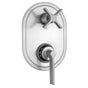 Jaclo - Oval Plate with Lila Lever Thermostatic Valve with Lila Cross Built-in 2-Way Or 3-Way Diverter/Volume Controls (J-TH34-686 / J-TH34-687 / J-TH34-688 / J-TH34-689) - White
