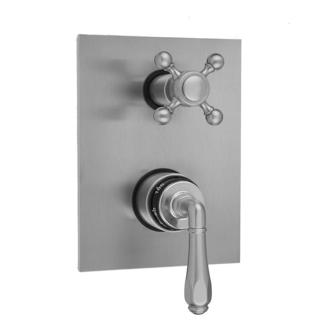 Jaclo - Rectangle Plate with Smooth Lever Thermostatic Valve with Ball Cross Built-in 2-Way Or 3-Way Diverter/Volume Controls (J-TH34-686 / J-TH34-687 / J-TH34-688 / J-TH34-689) - White