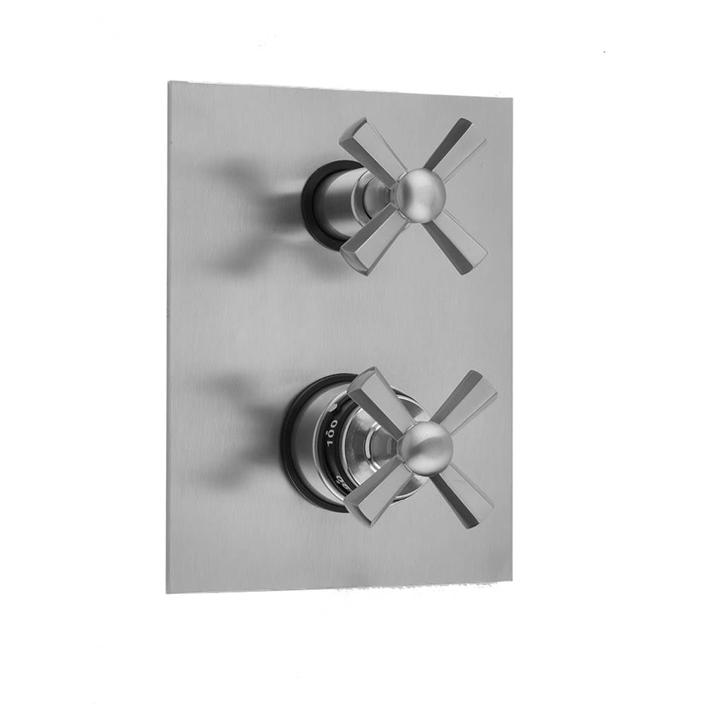 Jaclo - Rectangle Plate with Hex Cross Thermostatic Valve with Hex Cross Built-in 2-Way Or 3-Way Diverter/Volume Controls (J-TH34-686 / J-TH34-687 / J-TH34-688 / J-TH34-689) - White
