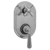 Jaclo - Oval Plate with Hex Lever Thermostatic Valve with Hex Cross Built-in 2-Way Or 3-Way Diverter/Volume Controls (J-TH34-686 / J-TH34-687 / J-TH34-688 / J-TH34-689) - White