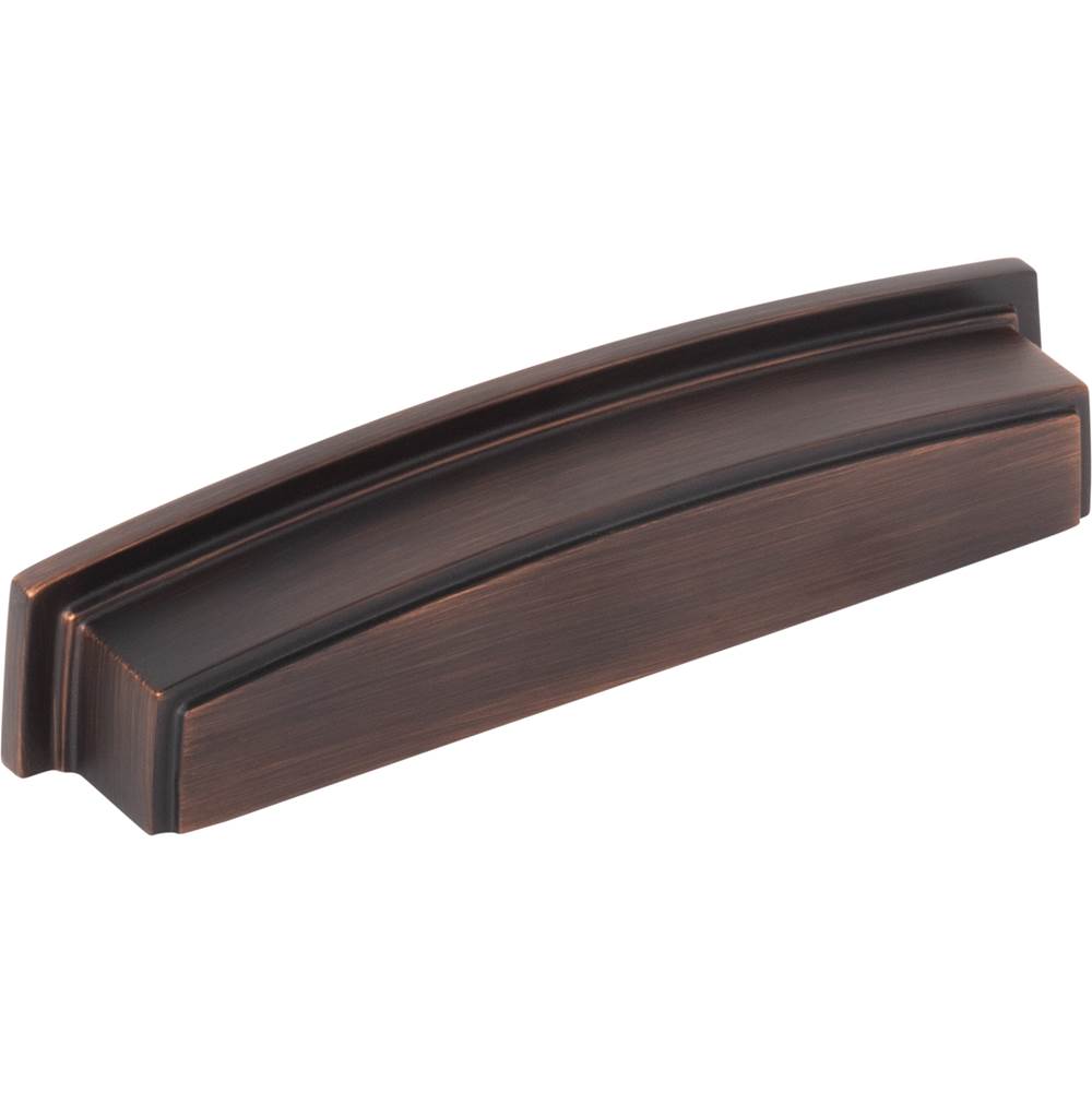 Jeffrey Alexander - 128 mm Center Brushed Oil Rubbed Bronze Square-to-Center Square Renzo Cabinet Cup Pull - Brushed Oil Rubbed Bronze
