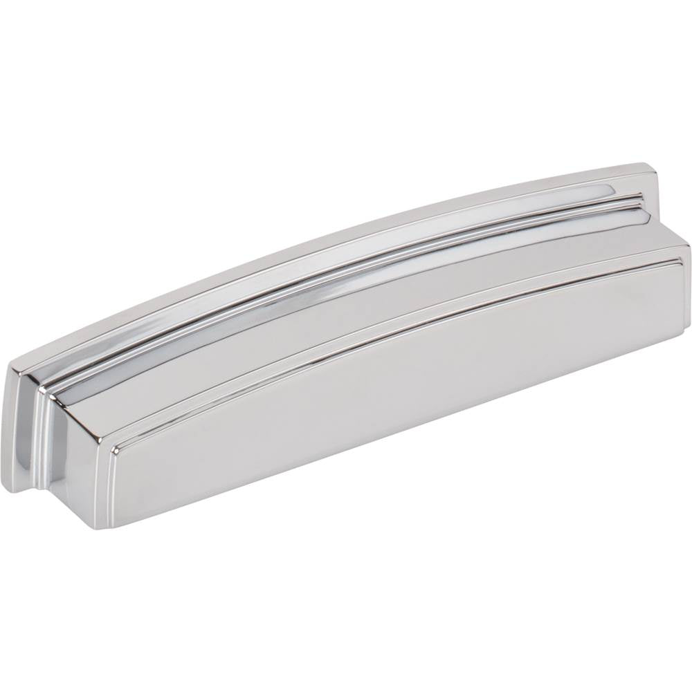 Jeffrey Alexander - 128 mm Center Polished Chrome Square-to-Center Square Renzo Cabinet Cup Pull - Polished Chrome