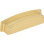 Jeffrey Alexander - 96 mm Center Brushed Gold Square-to-Center Square Renzo Cabinet Cup Pull - Brushed Gold