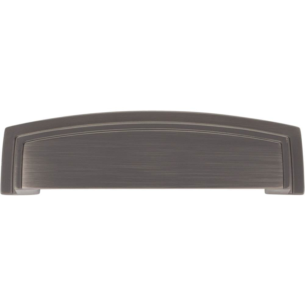 96 mm Center Brushed Pewter Square-to-Center Square Renzo Cabinet Cup Pull