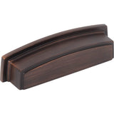Jeffrey Alexander - 96 mm Center Brushed Oil Rubbed Bronze Square-to-Center Square Renzo Cabinet Cup Pull - Brushed Oil Rubbed Bronze