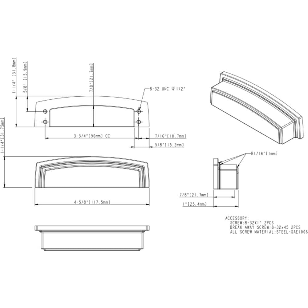 96 mm Center Matte Black Square-to-Center Square Renzo Cabinet Cup Pull