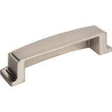 96 mm Center Satin Nickel Square-to-Center Square Renzo Cabinet Cup Pull
