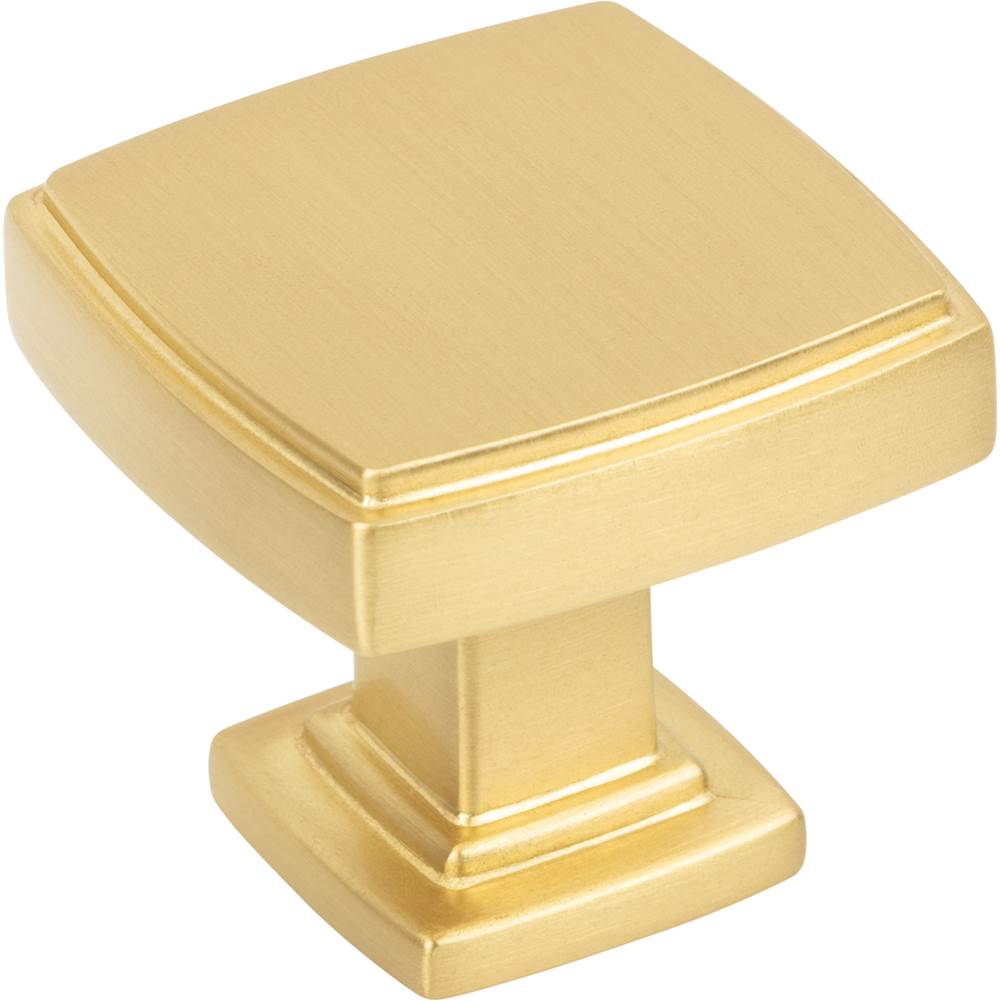Jeffrey Alexander - 1-1/4'' Overall Length Brushed Gold Square Renzo Cabinet Knob - Brushed Gold
