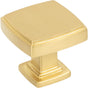 Jeffrey Alexander - 1-1/4'' Overall Length Brushed Gold Square Renzo Cabinet Knob - Brushed Gold