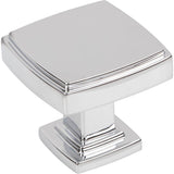 Jeffrey Alexander - 1-1/4'' Overall Length Polished Chrome Square Renzo Cabinet Knob - Polished Chrome