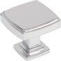 Jeffrey Alexander - 1-1/4'' Overall Length Polished Chrome Square Renzo Cabinet Knob - Polished Chrome