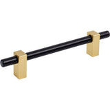 Jeffrey Alexander - 128 mm Center-to-Center Matte Black with Brushed Gold Larkin Cabinet Bar Pull - Matte Black,Brushed Gold