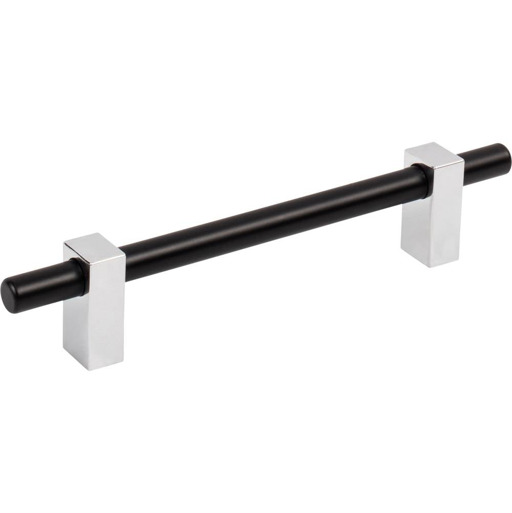 Jeffrey Alexander - 128 mm Center-to-Center Matte Black with Polished Chrome Larkin Cabinet Bar Pull - Matte Black,Polished Chrome