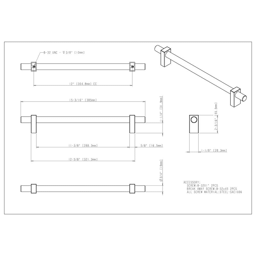 12'' Center-to-Center Brushed Gold Larkin Appliance Pull