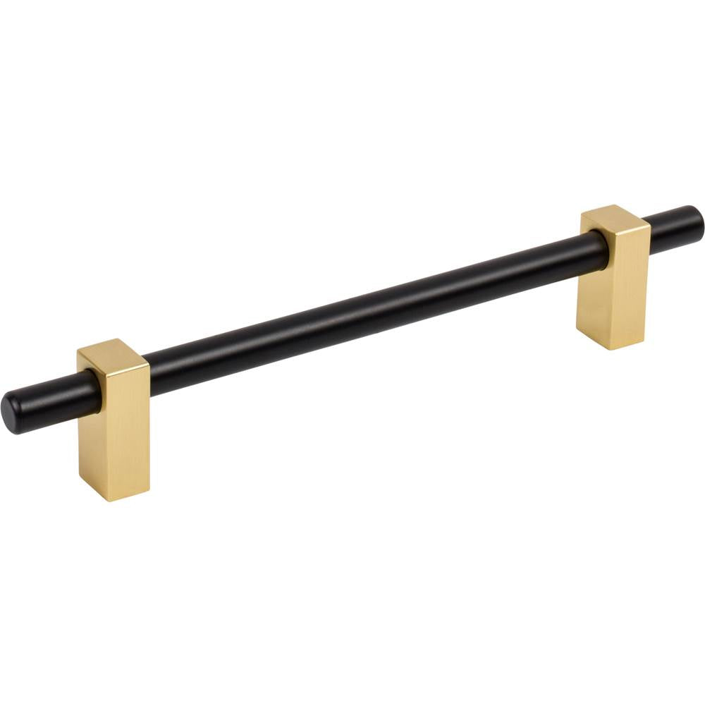 Jeffrey Alexander - 160 mm Center-to-Center Matte Black with Brushed Gold Larkin Cabinet Bar Pull - Matte Black,Brushed Gold