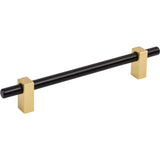 Jeffrey Alexander - 160 mm Center-to-Center Matte Black with Brushed Gold Larkin Cabinet Bar Pull - Matte Black,Brushed Gold