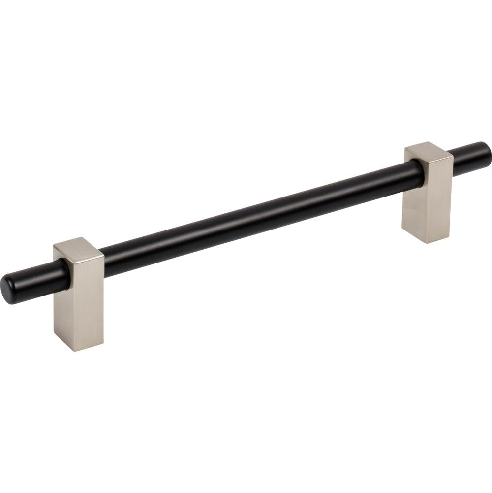 Jeffrey Alexander - 160 mm Center-to-Center Matte Black with Satin Nickel Larkin Cabinet Bar Pull - Matte Black,Satin Nickel