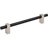 Jeffrey Alexander - 160 mm Center-to-Center Matte Black with Satin Nickel Larkin Cabinet Bar Pull - Matte Black,Satin Nickel