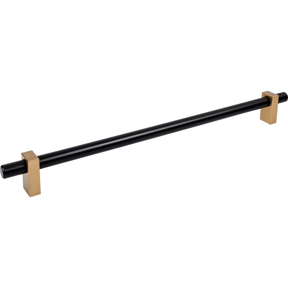 Jeffrey Alexander - 18'' Center-to-Center Matte Black with Satin Bronze Larkin Appliance Pull - Matte Black,Satin Bronze