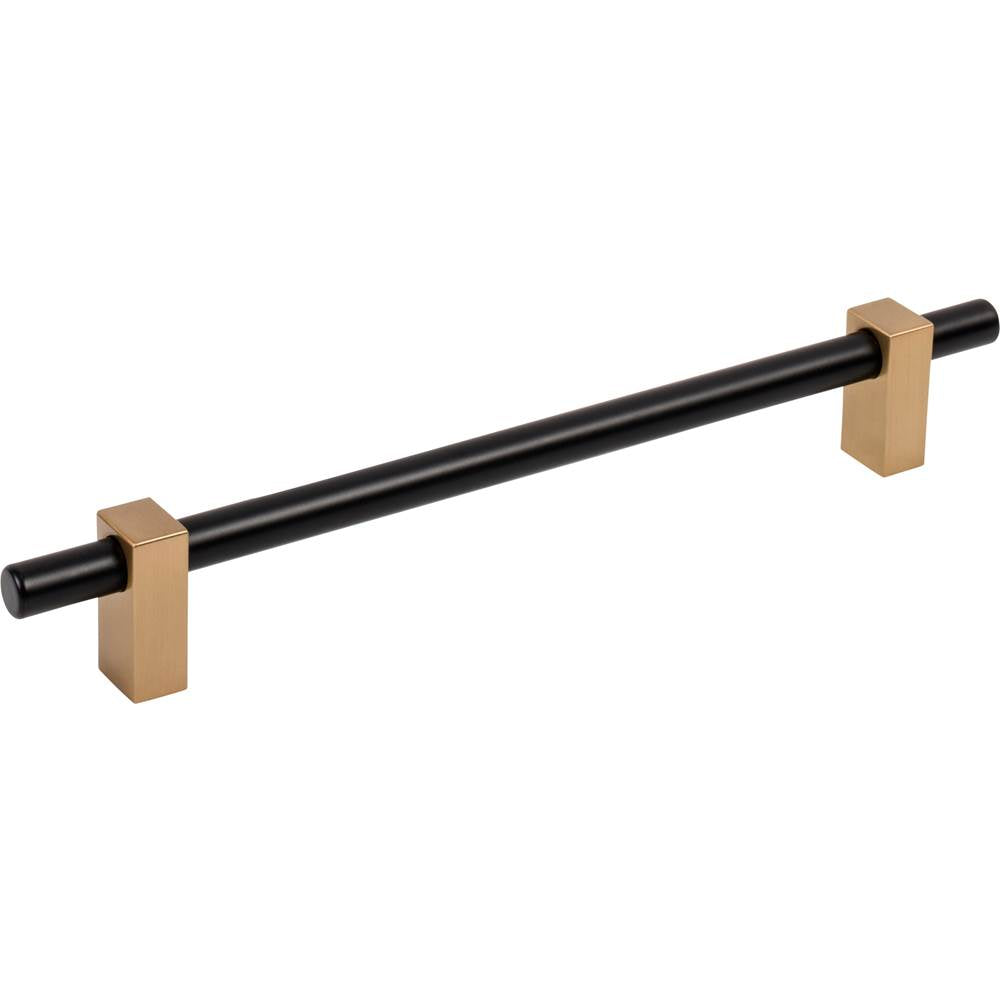 Jeffrey Alexander - 192 mm Center-to-Center Matte Black with Satin Bronze Larkin Cabinet Bar Pull - Matte Black,Satin Bronze