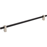 Jeffrey Alexander - 305 mm Center-to-Center Matte Black with Satin Nickel Larkin Cabinet Bar Pull - Matte Black,Satin Nickel