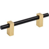 Jeffrey Alexander - 96 mm Center-to-Center Matte Black with Brushed Gold Larkin Cabinet Bar Pull - Matte Black,Brushed Gold