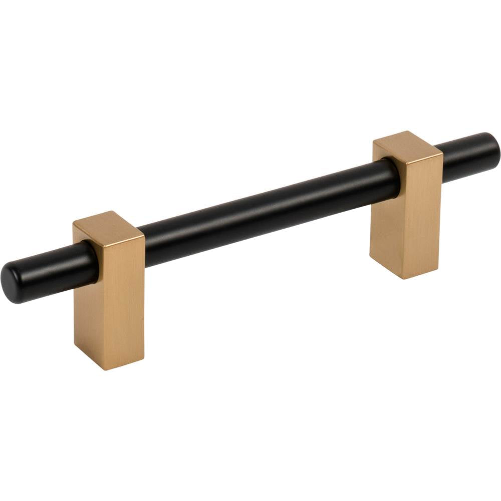 Jeffrey Alexander - 96 mm Center-to-Center Matte Black with Satin Bronze Larkin Cabinet Bar Pull - Matte Black,Satin Bronze