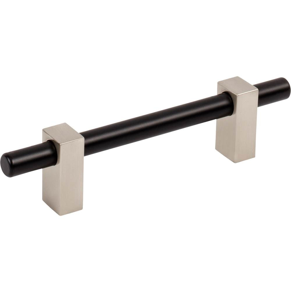 Jeffrey Alexander - 96 mm Center-to-Center Matte Black with Satin Nickel Larkin Cabinet Bar Pull - Matte Black,Satin Nickel